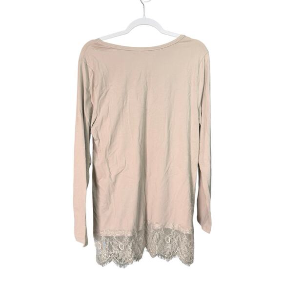Soft Surroundings Sz L Neutral Lace Hem Top Romantic Boho Cottagecore Feminine - Picture 3 of 5